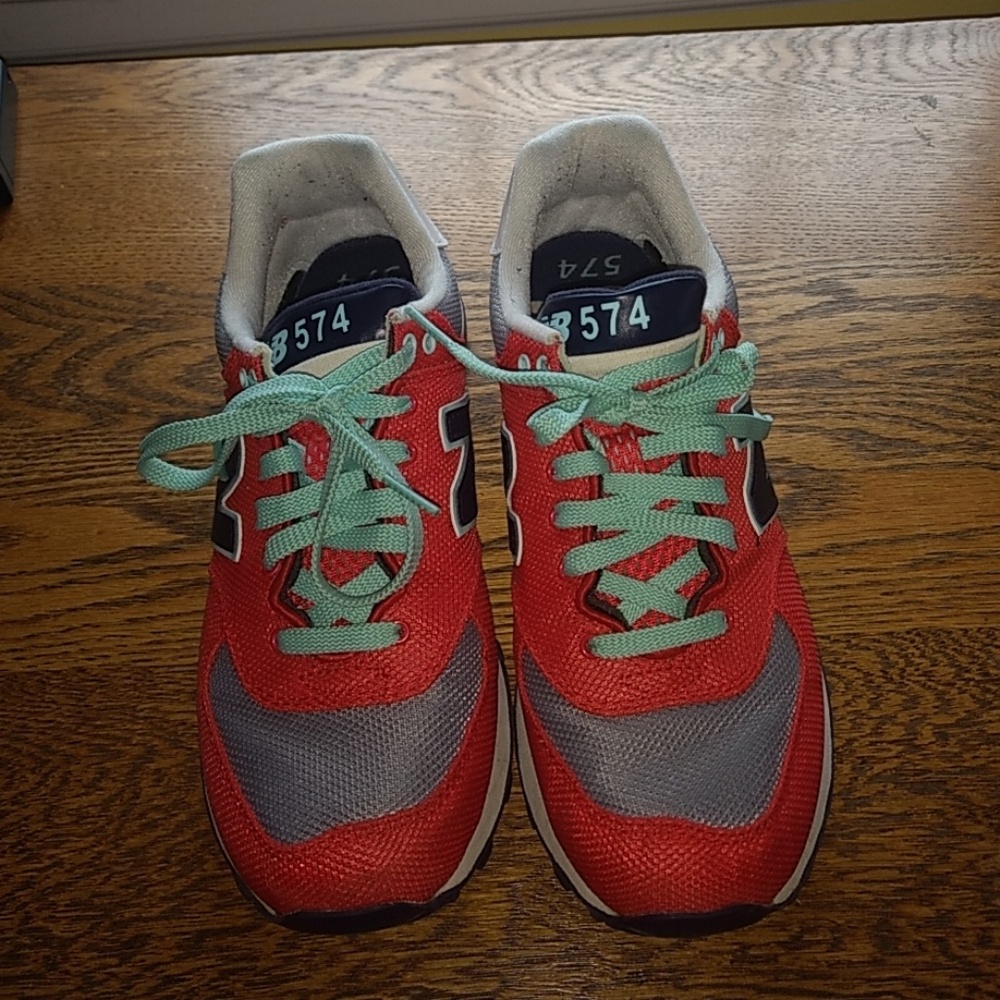 New Balance 574 sneakers.